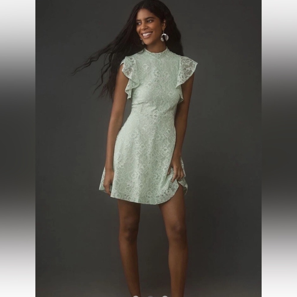 NWT Maeve by Anthropologie Sleeveless Mock-Neck Lace Mini Dress Size XL